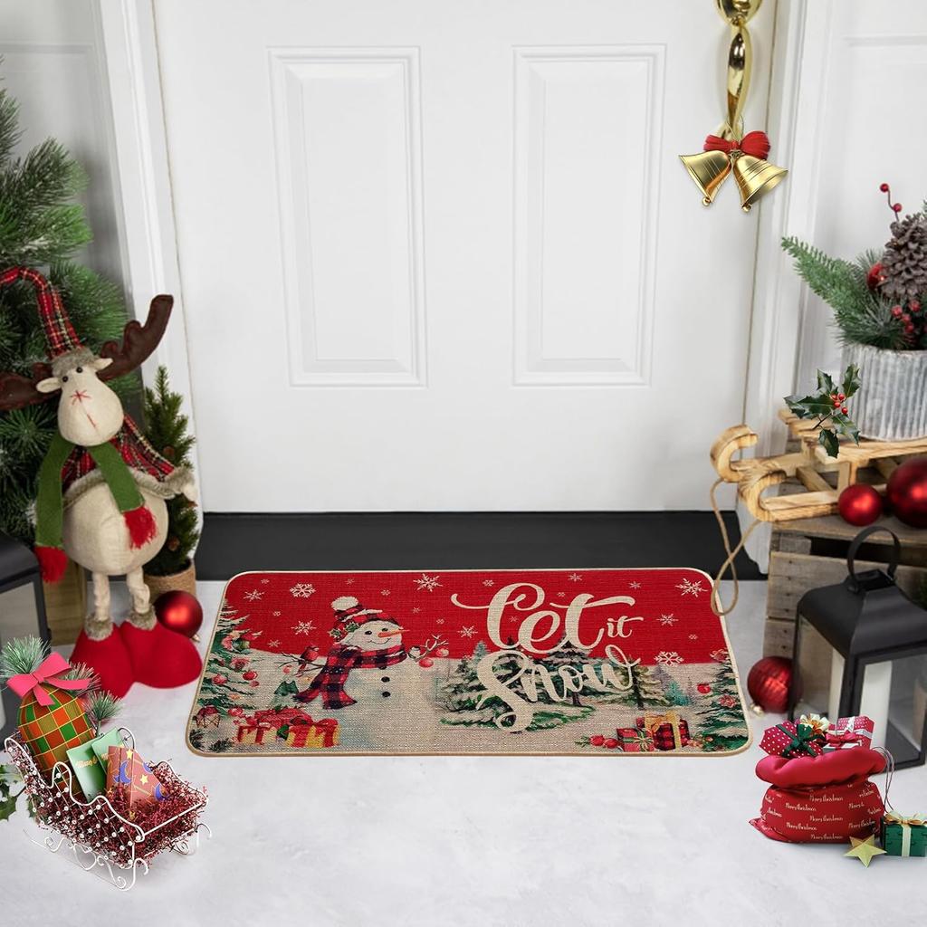 Christmas Crystal Velvet Floor Mat Festive Home Decor Indoor And Outdoor Area Carpet Merry Christmas Welcome Mat