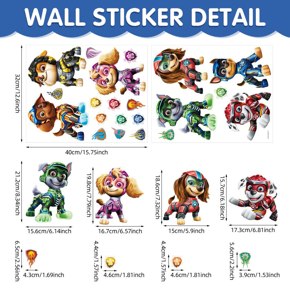 Paw Patrol Chase Cartoon Wall Stickers for Kid's Room Kindergarten Living Room Bedroom Wall Decoration Stickers Animated Poster