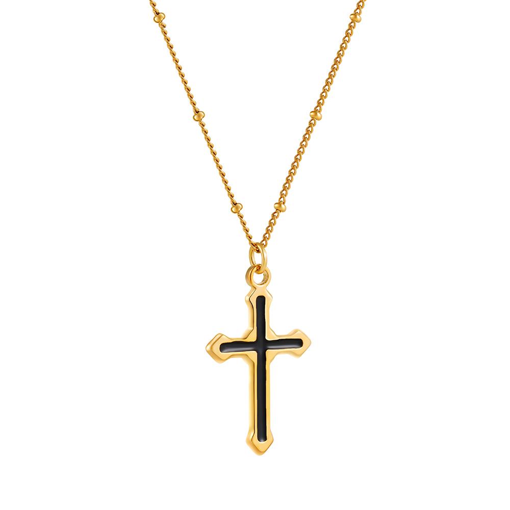 Fashion Cross Pendant Necklace for Women Men Stainless Steel Gold Plated Zircon Jesus Collar Neckalces Trend Couple Zircon