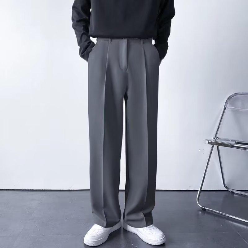 Men's Trendy Straight-Leg Harajuku Solid Color Winter Trousers 2023 - Youthful, Stylish, and Simple.