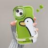 Мультяшный большой белый утенок, применимый к iPhone16, чехол для Apple Phone 15 Promax Niche 14, двойная подставка 13, мягкий силикон