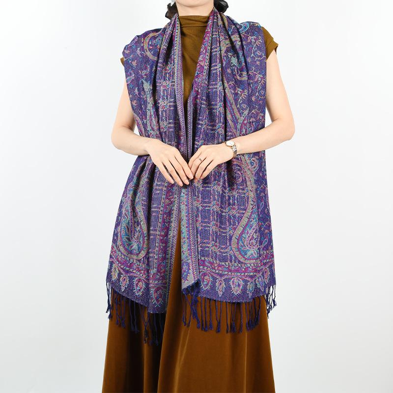 Autumn and Winter Retro Cape Shawl Bohemian Light Luxury Long Scarf Women's Scarf Accessories