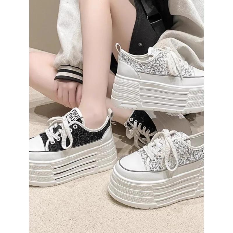 Модные блестящие кожаные балетки, повседневные кроссовки для папы, массивные кроссовки, женская платформа, спортивная обувь, женская обувь для скейтборда, обувь на скрытом каблуке, теннис