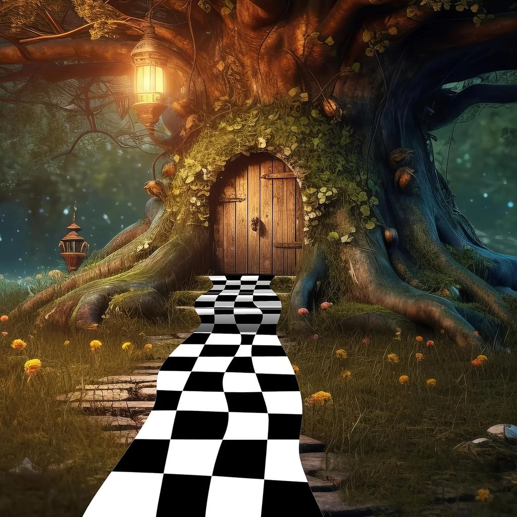 VIKAMA Fairyland Runner Carpet - Black and White Checkered Outdoor Wedding Birthday Party Decorative Carpet