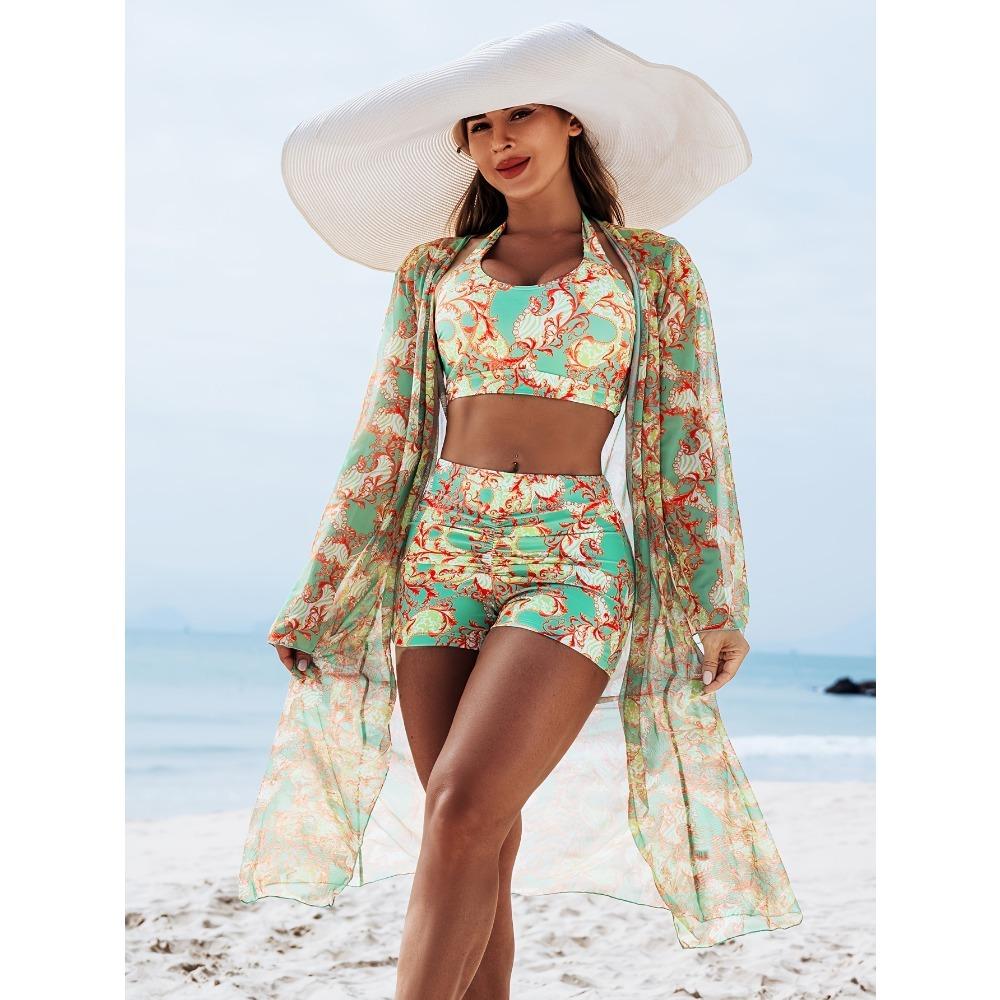 2025 New Stylish Bikini Three-Piece Set with Cover-Up
