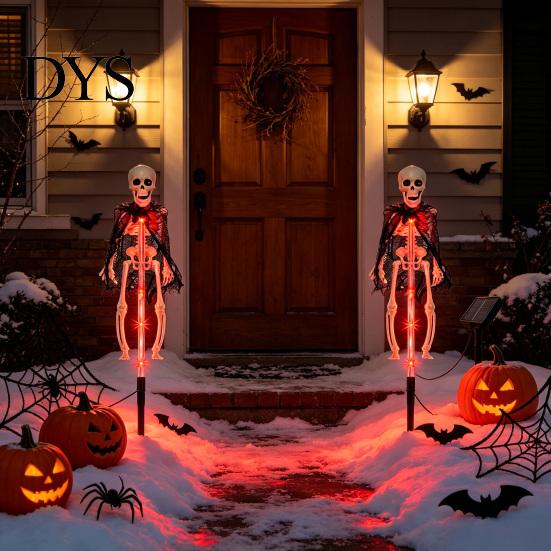 Indoor Wall Hanging Ornaments Solar Halloween Bat Garden Lights, Realistic Skeleton Pathway Decor, Waterproof LED 3D Bone Props Spooky Stake Light for