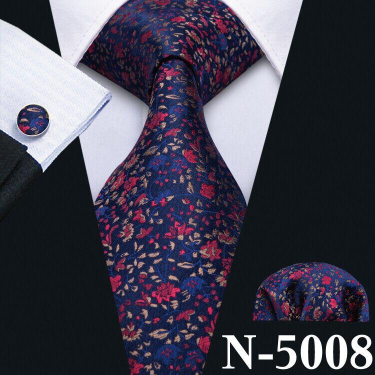 Barry.Wang Мужские модные галстуки с цветочным принтом, тканые шелковые галстуки с пейсли, носовые платки, запонки, формальные повседневные деловые галстуки