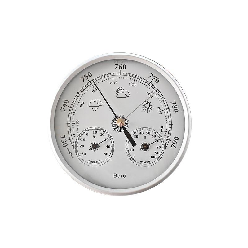 Modern Minimalist Metal 130mm Round Pressure Barometer With Temperature And Humidity Gauge For Home Decor