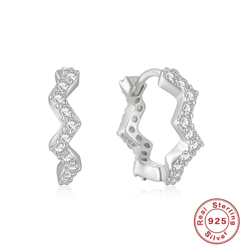 S925 Sterling Silver Fashion Ins Wind Single Row Wave Diamond Earrings Earrings Earrings Earrings