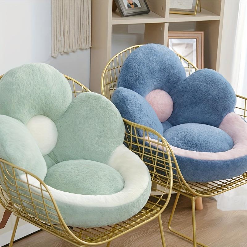 3D Floral Velvet Seat Cushion, Soft & Supportive Chair Pad for Office Car and Dining Chairs, Warm Plush Back and Hip Support