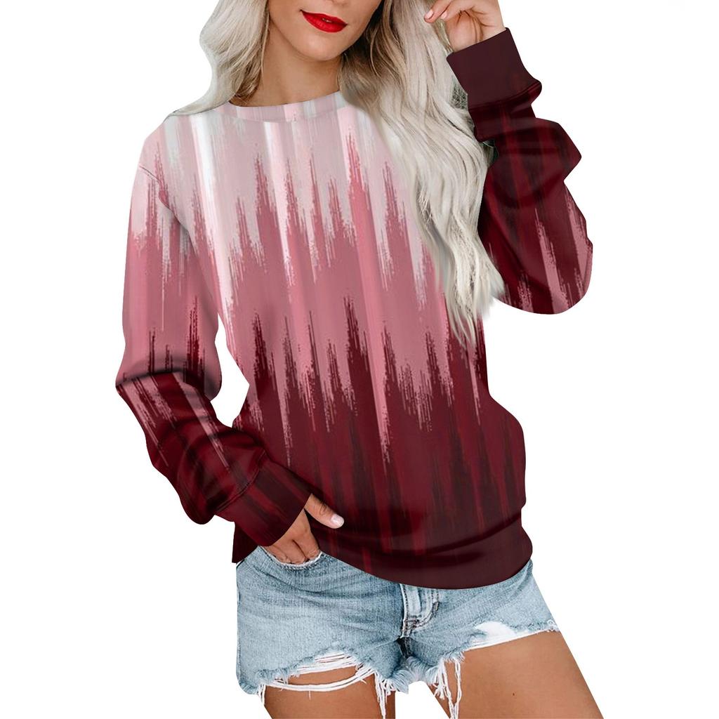 Женская толстовка с принтом, повседневная удобная свободная легкая женская толстовка с длинным рукавом и круглым вырезом