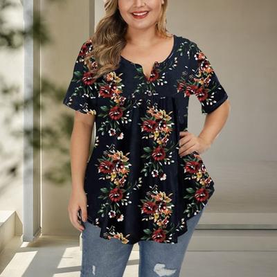 Женские топы с V-образным вырезом, коротким рукавом, туника, рубашка с пуговицами, свободный крой, повседневная пляжная блузка, повседневная одежда