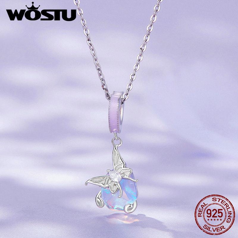 WOSTU Подвеска-подвеска из стерлингового серебра 925 пробы с газовой бабочкой для браслета DIY, ожерелья