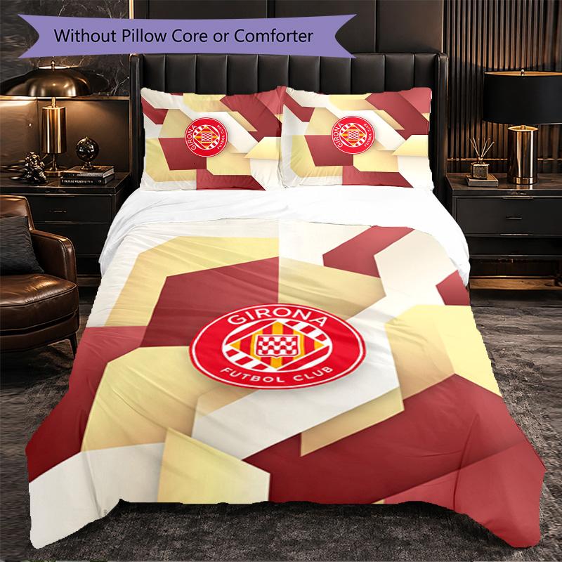 Girona FC Themed Bedding 3Pcs Duvet Cover Set Decorative Bed Linen For Teen Room Home Decoration