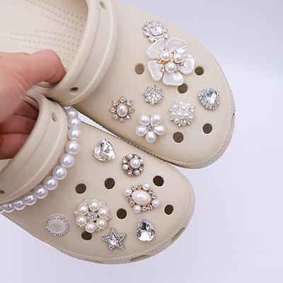 15 шт. Роскошный металлический набор шармов для обуви Аксессуары Отверстие Пряжка для обуви Усовершенствованная Алмазная Жемчужная Цепочка Балетный Стиль DIY 3D Украшения для обуви