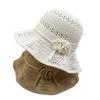 Spring and summer new knitted hollow bucket hat women's three-dimensional flowers show a small face sunscreen visor breathable versatile basin hat