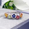 Sace Gems 925 Sterling Silver 2*2.5MM Natual Colourful Sapphire Rings for Women Engagement Cocktail Party Fine Jewelr