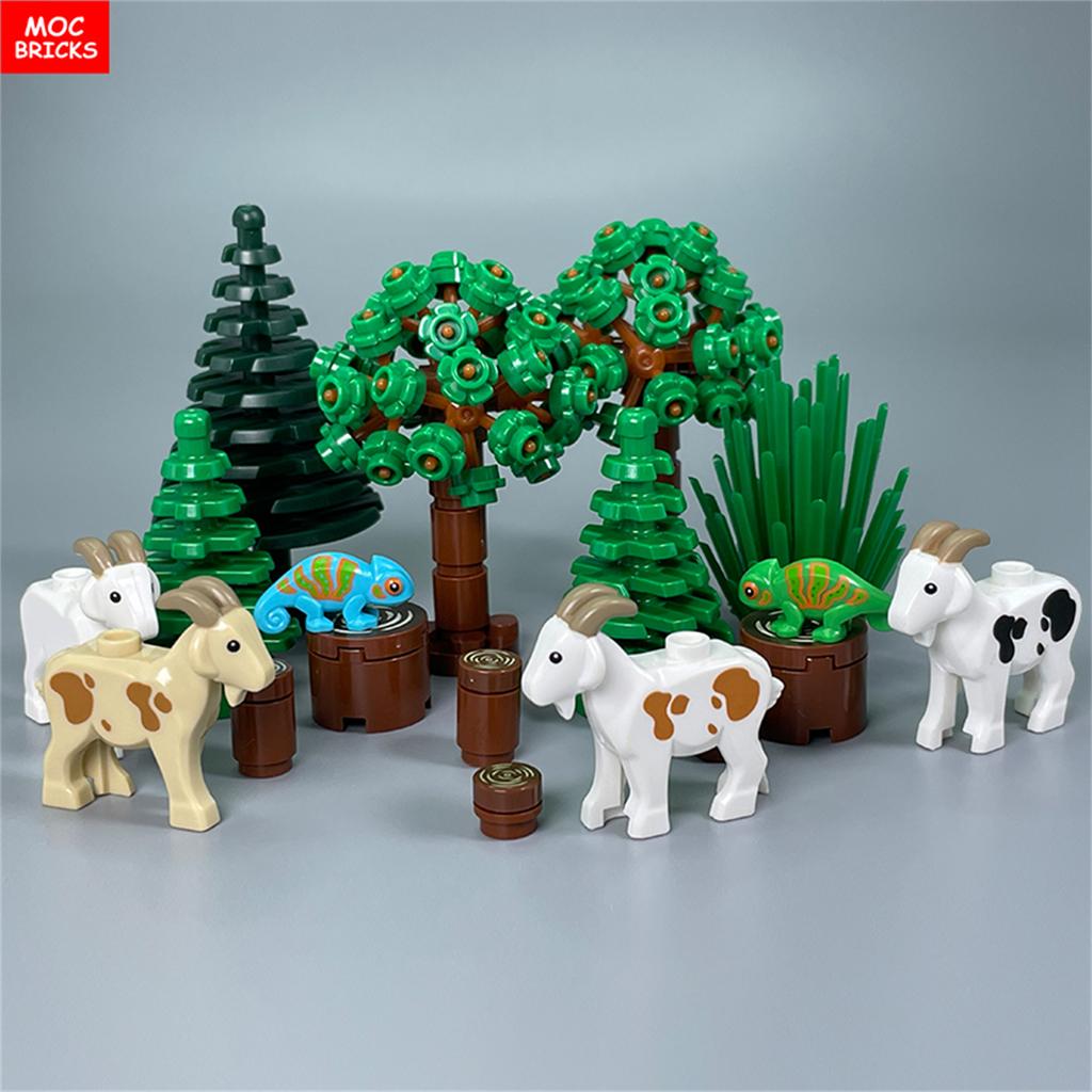 Кирпичики MOC Джунгли Подлесок Лесное животное Обезьяна Коза Жираф Птица Ночная сова Аксессуары Строительные блоки Игрушки-друзья Подарки