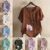 Women's Fashion Cartoon Characters Prined Round Neck Short Sleeve T-shirt Casual Cotton Linen Graphic Shirt Leisure Loose Summer Blouse Tops