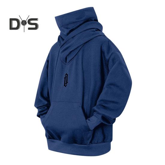 Мужская зимняя толстовка с капюшоном, высоким воротником, защитой шеи, пуловер с капюшоном, длинными рукавами, большим карманом, эластичными манжетами и подолом, свободный повседневный спортивный топ