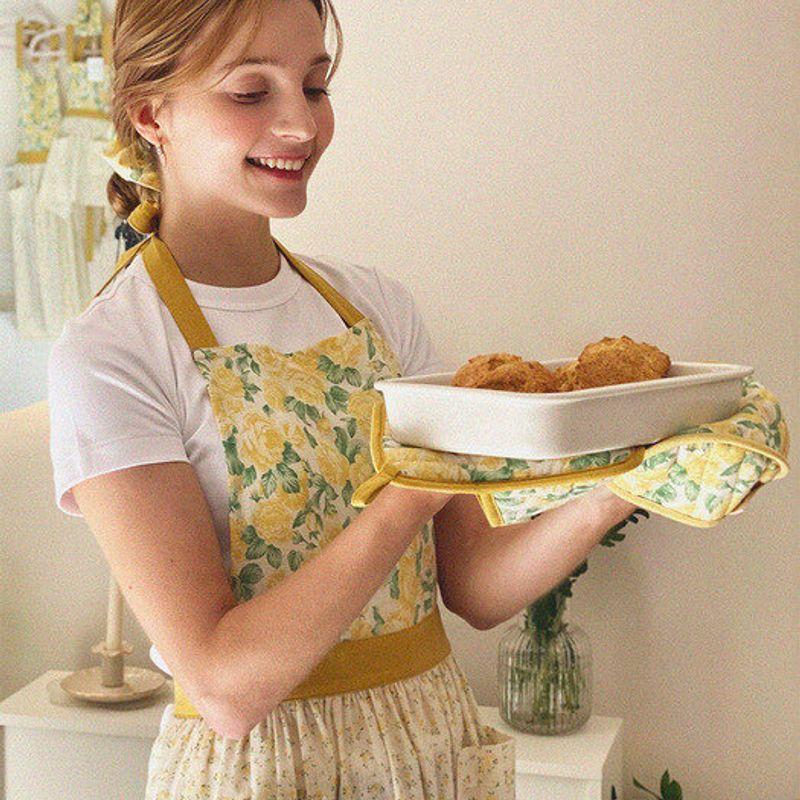 Теплая кухонная рукавица и прихватка_Розовый