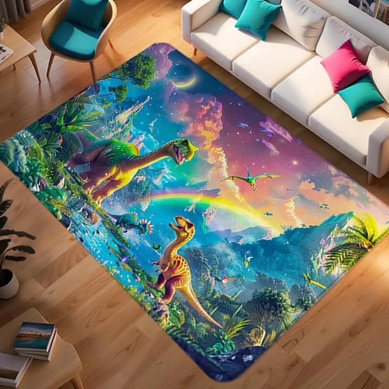 Dinosaur ABC Rug Non-Slip Play Mat Carpet for Boys Bedroom Kids Playroom Living Room Classroom Area Floor Mat Home Decor Doormat
