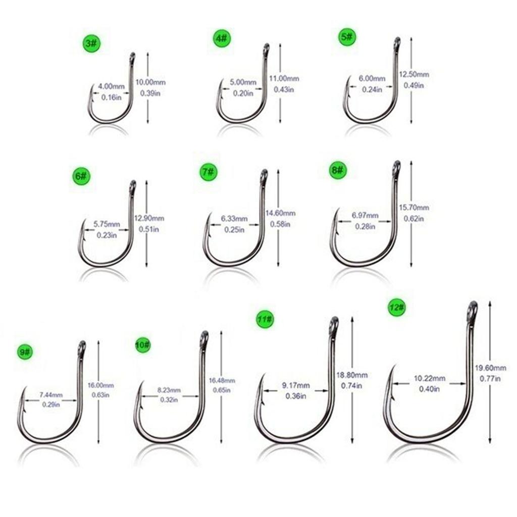 100Pcs Stainless Steel Fishing Lure Hook with Rings Carbon Steel Bait Fish Hooks for Freshwater Saltwater Fishing Accessories