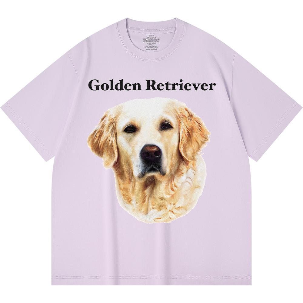 Футболка из 100% хлопка плотностью 230 г/м2 с принтом золотистого ретривера, забавная футболка из чесаного хлопка в стиле Харадзюку