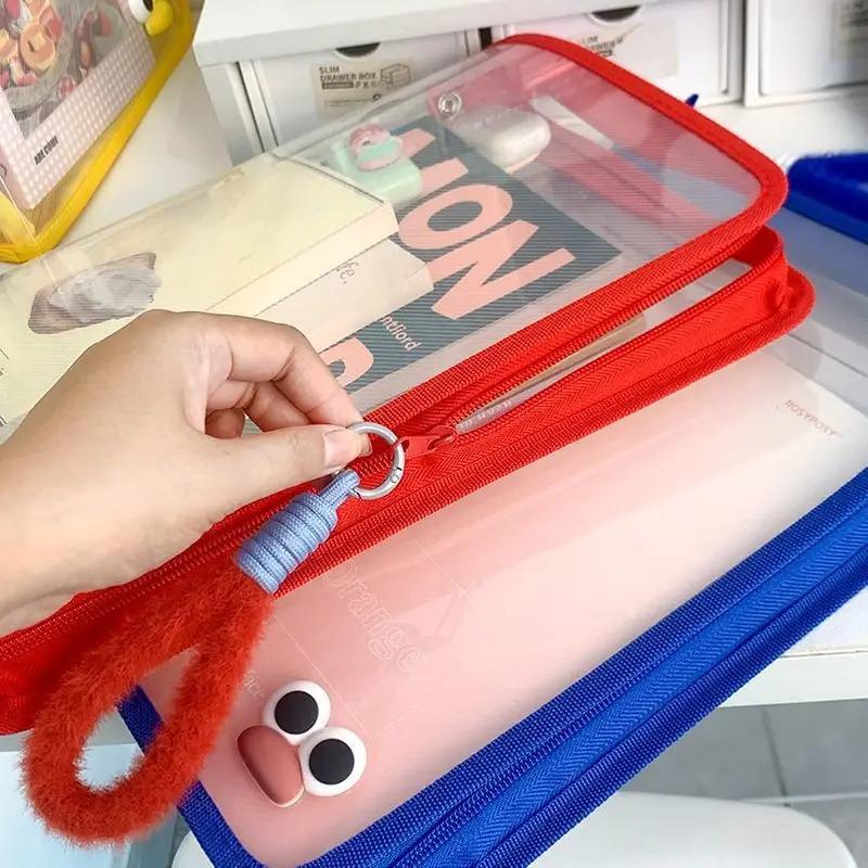 1 шт. Прозрачная сумка для хранения канцелярских принадлежностей A4 на молнии, сумка для документов, ПВХ, офисный органайзер для учебников, большая емкость