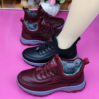 Зимняя хлопковая обувь, обувь для пожилой мамы, мягкая подошва, для женщин среднего возраста, сапоги с кашемиром