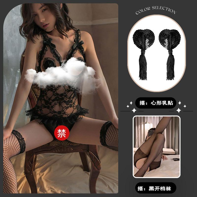 Sex underwear sexy lace temptation hollow one-piece women's uniform passion free open uniform suit