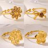 Wind Real Gold Stainless Steel Zircon Ring Women's Pastoral Style Flower Bow Open Ring Jewelry