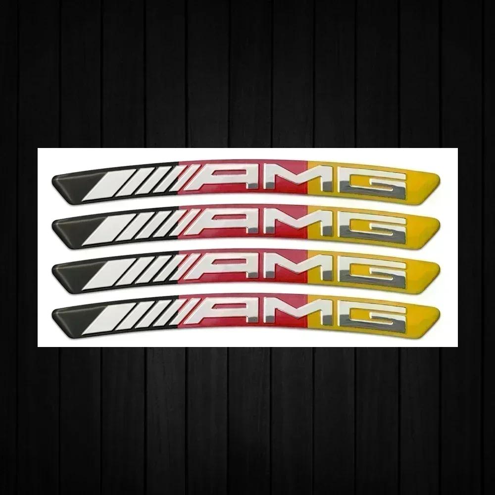 CQZ1 4pcs AMG Emblem Car Wheel Sticker Rims Cover Decal Accessories For Mercedes Benz Brabus Smart Maybach W204 GLC CLA W205 W203