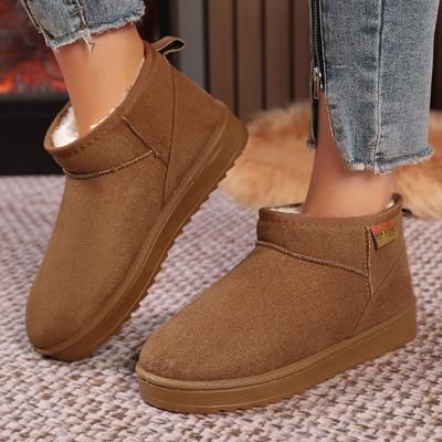 Женские однотонные толстые плюшевые зимние ботинки, удобные теплые ботильоны на плоской подошве, женская зимняя повседневная хлопковая обувь, размер 36-44