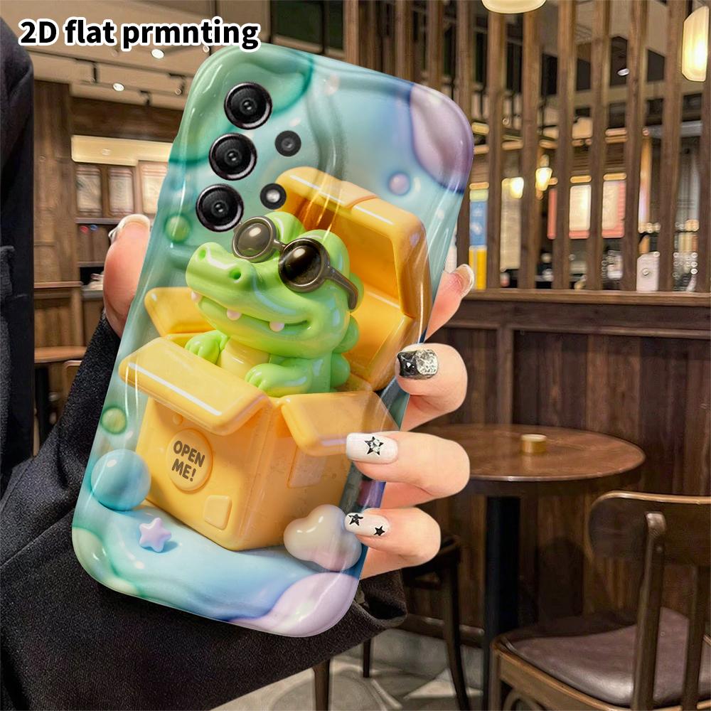 Phone Case: 2D flat design suitable for Samsung Galaxy A34 A35 M05 M06 S20 S22 S21 FE Plus 5G protective case, gift box with little crocodile, perfect