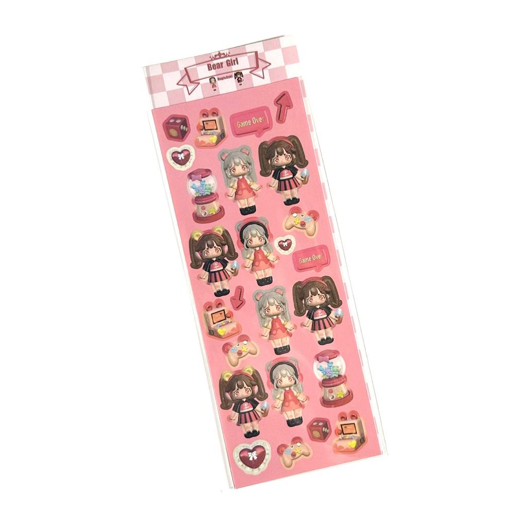 Coisini Корейский стиль 3D моделирование Милая маленькая девочка Лазерные наклейки для журналов