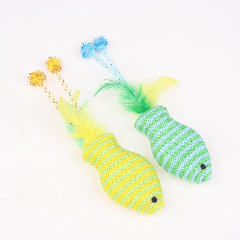 5Pcs Pet Cat Toy Fish Netting Cat Teasing Toy Cat Interaction Pet Supplies Color Woven Fish Toy