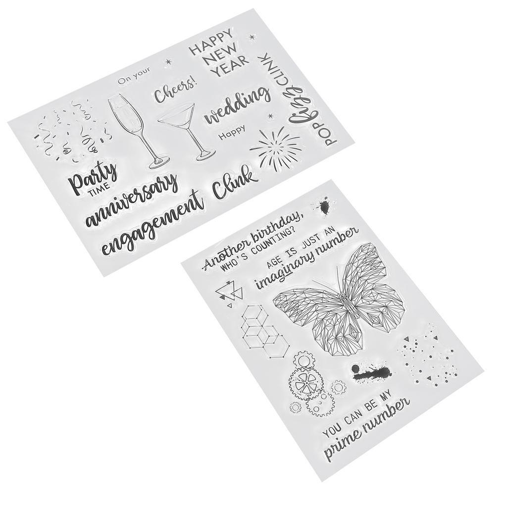 Набор из 2 прозрачных штампов с прозрачным отпечатком, здоровые, не вызывающие раздражения, пригодные для вторичной переработки, практичные прозрачные штампы