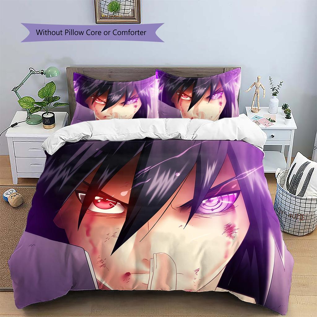 Sasuke Uchiha Pattern Bedding Home Decoration Birthday Gift (1 * duvet cover + 2 * pillowcase, without core)