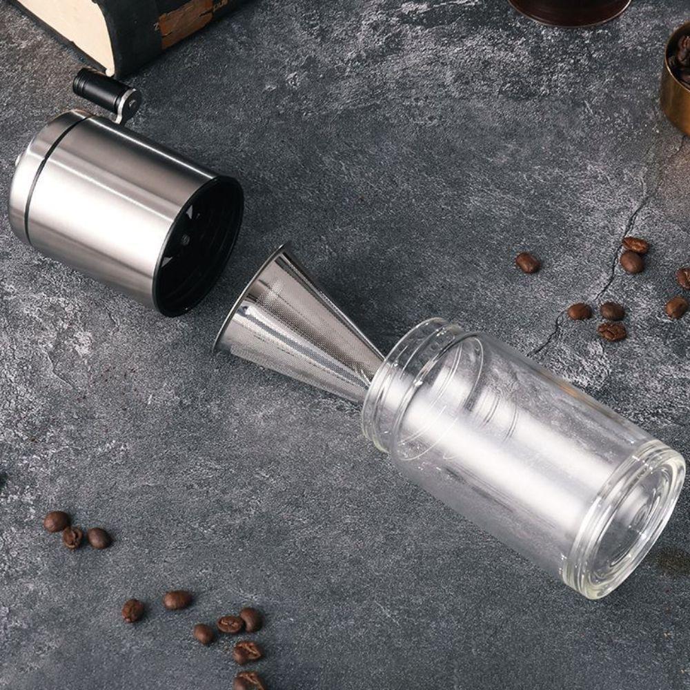 Manual Travel Coffee Mill with Filter Coffee Grinding Machine Hand-cranked Coffee Grinder Camping