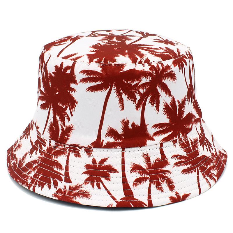Beach Coconut Tree Print Bucket Hat Unisex Fisherman Caps for Men's and Women's Summer Outdoor Sunscreen Fashion Decorate Panama