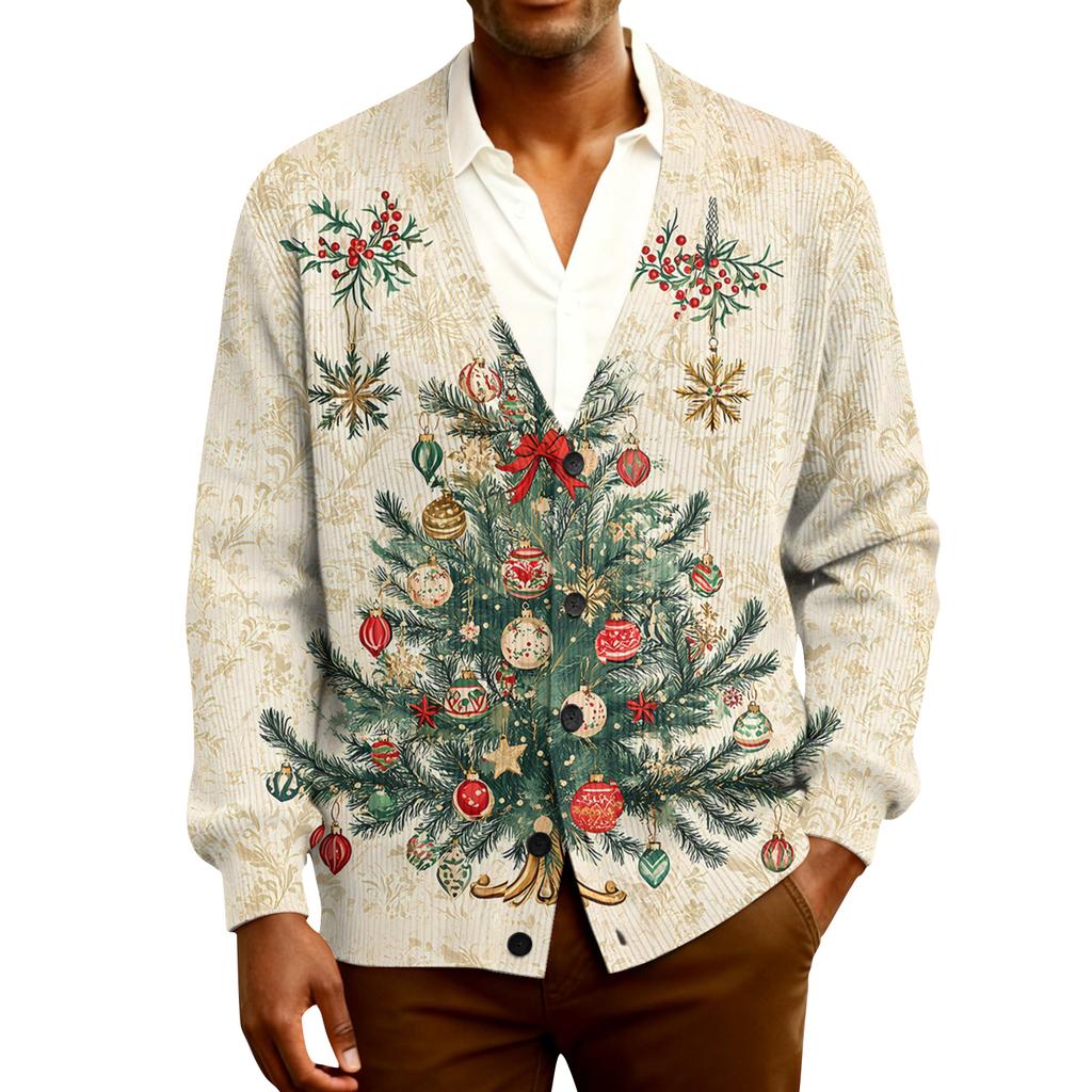 Мужской кардиган с длинным рукавом, рубчатой вязки