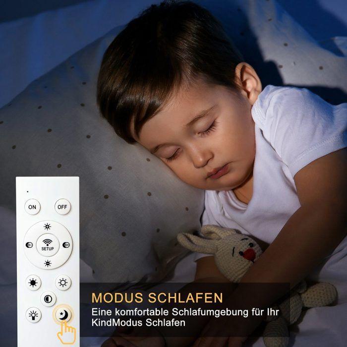 Plafonnier LED - NETTLIFE - Modèle 43 cm - 55W Dimmable - Noir/Blanc - Télécommande