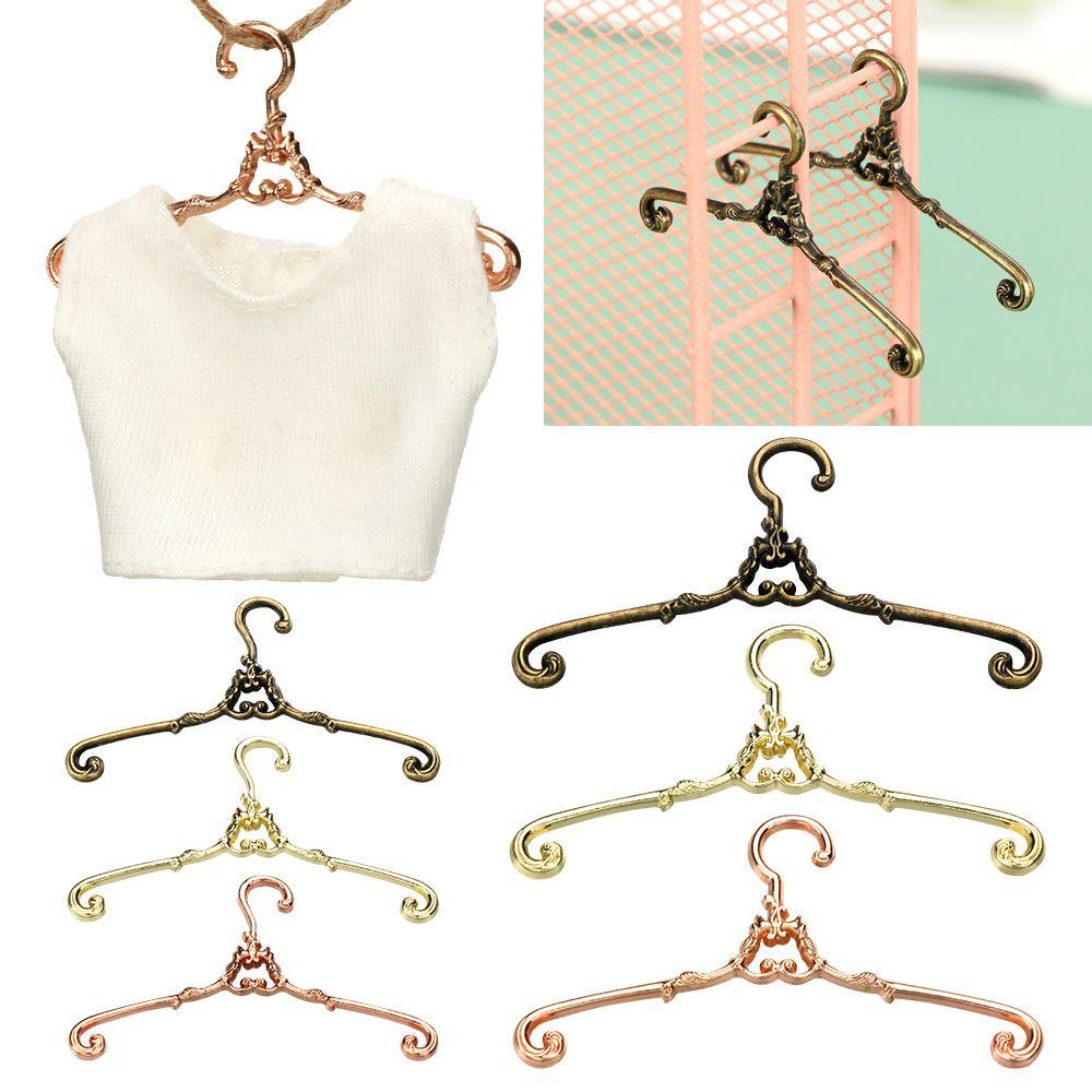 5pcs Gift Toy Alloy 4/6.5cm Hangers Bedroom Decor Dollhouse Furniture Dolls Clothes Accessories