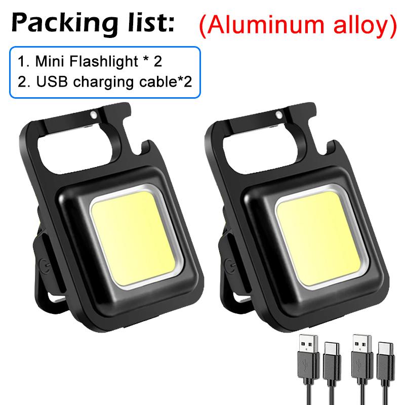Mini Keychain Light Multifunctional Camping Clip Flashlight USB Rechargeable Outdoor LED Portable Bright Work COB Pocket Lantern