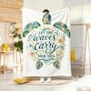 Cute Vintage Surf Turtle Throw Lightweight 240g Flannel Blanket Soft Skin-friendly for Summer Cooling
