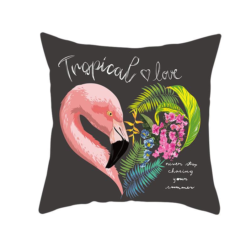 Summer Tropical Plant Flamingo Decorative Pillowcase Green Leaf Pillowcase Flamingo Pillowcase
