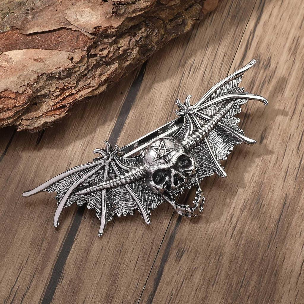 Ретро Викинг Готический Череп Крылья Заколка для Волос - Аксессуар для Вечеринки в Норвежском Стиле.