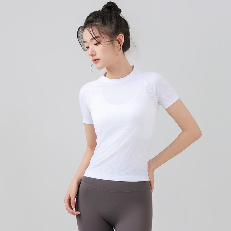 Женские быстросохнущие облегающие леггинсы для йоги и спортивный топ с короткими рукавами