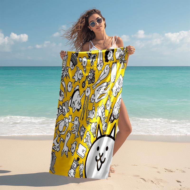Beach Towel with The Battle Cats Pattern - soft,absorbent,machine washable Lightweight&Modern,swimming,Travel Essentials